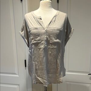 Lucky Brand Casual Cream Button-Up Women's Top